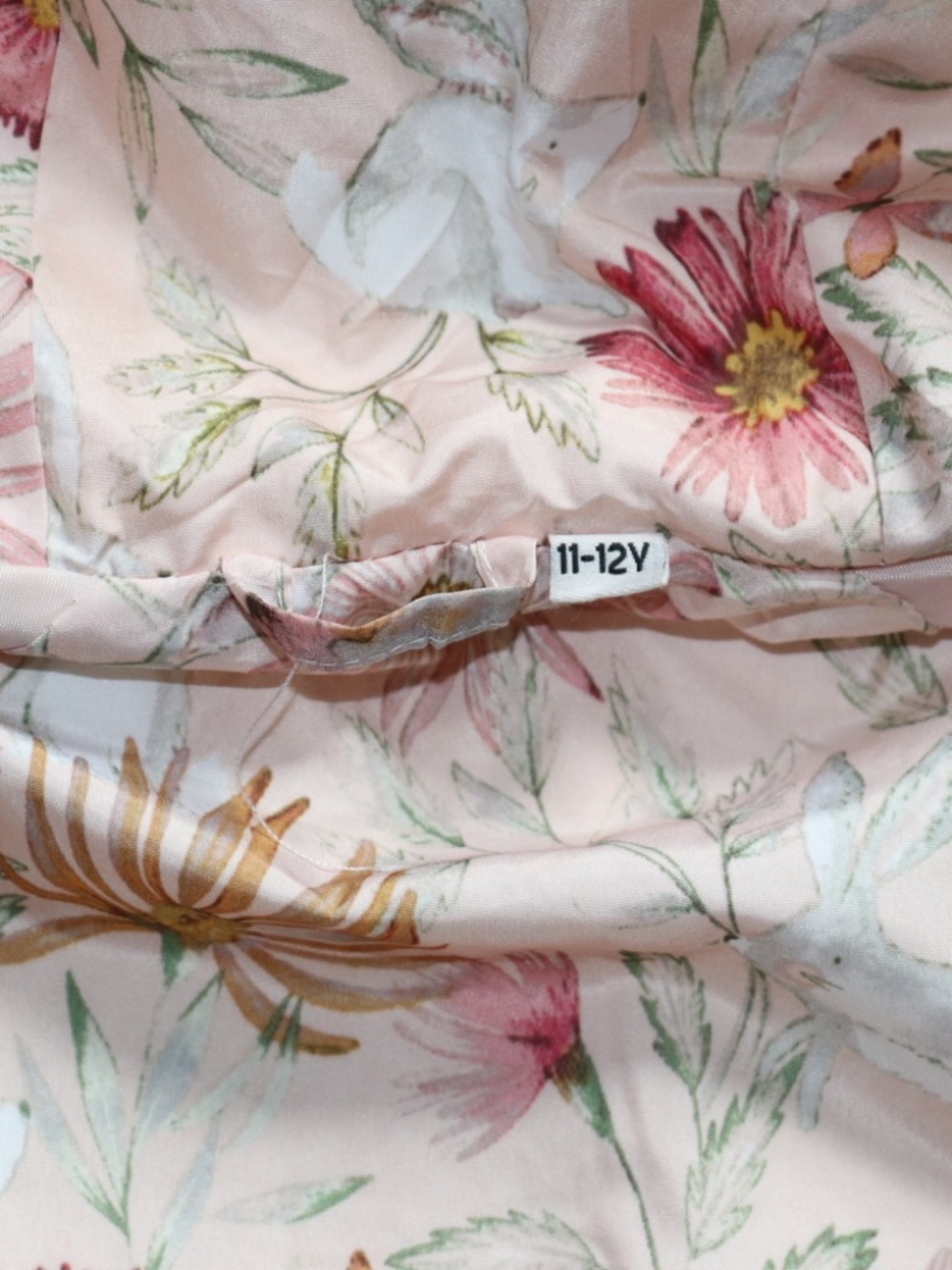 Girls Yellow Waterproof Hooded Raincoat w/ Pink Floral Lining SZ 11/12 Coraline - Picture 10 of 13
